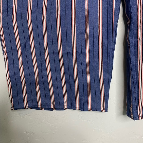 Band of Gypsies Blue Pink Striped High Waist Flare Flowy Pants Size Medium - Picture 3 of 9